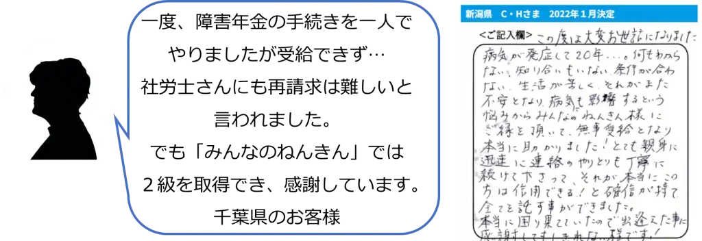 【みんなのねんきん】障害年金が決定したお客様の声